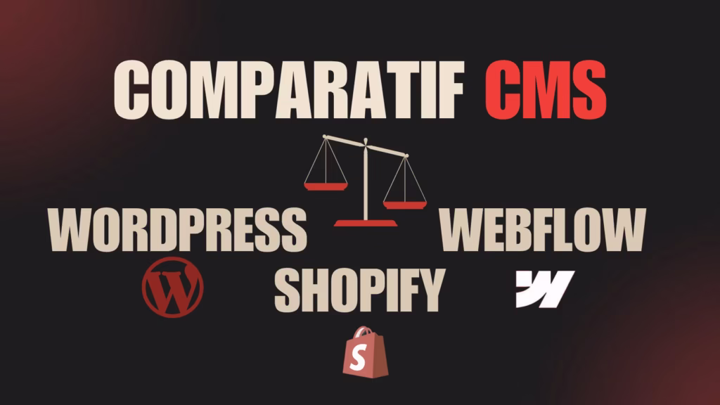 Illustration de l'article "Quel est le meilleur CMS site web en 2025 ? Comparatif WordPress, Webflow et Shopify"