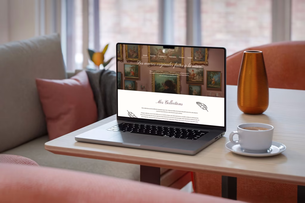 Boutique en ligne d'H.Oceane, illustratrice, affichee sur ordinateur