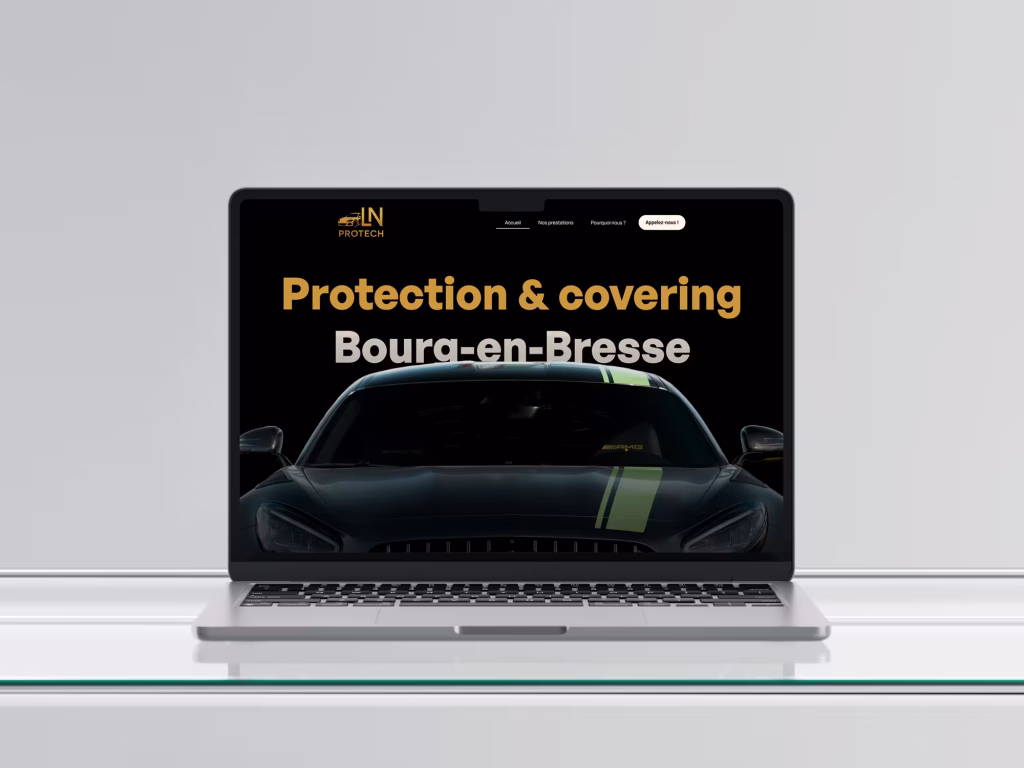 Site one page de LN Protech, garage de covering, affiche sur ordinateur